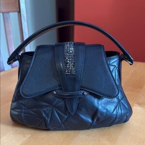 Swarovski Black Shoulder Bag with Crystal Embellishment